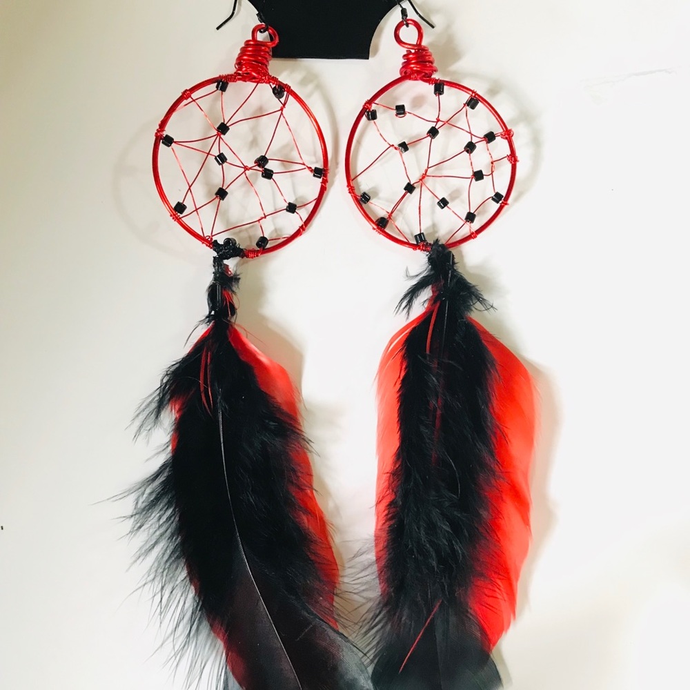 Dreams catcher Wire Feather earrings
